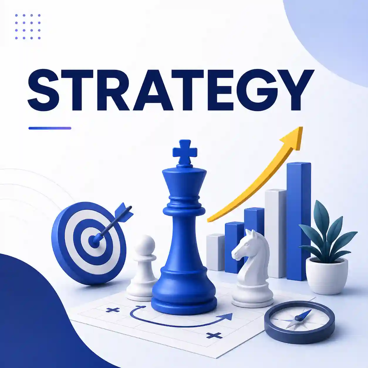 Business strategy concept featuring chess pieces and growth analytics by the best digital marketing strategist in Kannur.